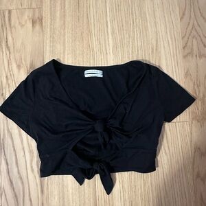 Urban Outfitters Black Crop Top With Bows - Small